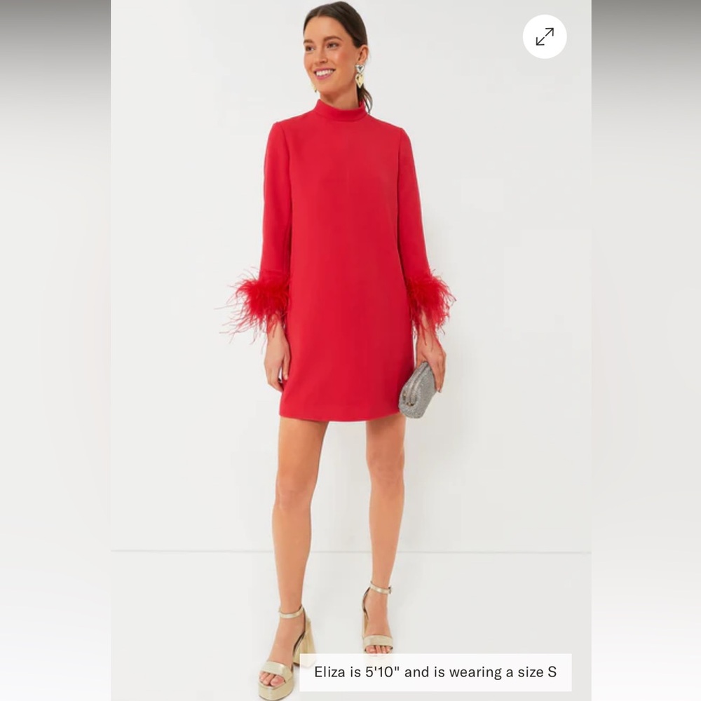 Tuckernuck Vibrant Red Feather Cuff Dress